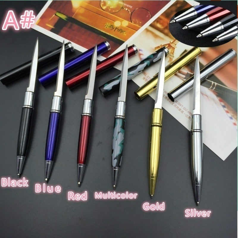 12 Colors Ballpoint Pen Multi-function Letter Opener Metal Pen Self-defense Metal Knife Pen Gift