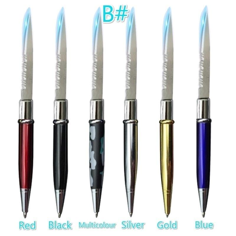 【Free gift】12 Colors Ballpoint Pen Multi-function  - Letter Opener Metal  - Pen Self- - defense Metal  - Knife  - Pen  - Gift