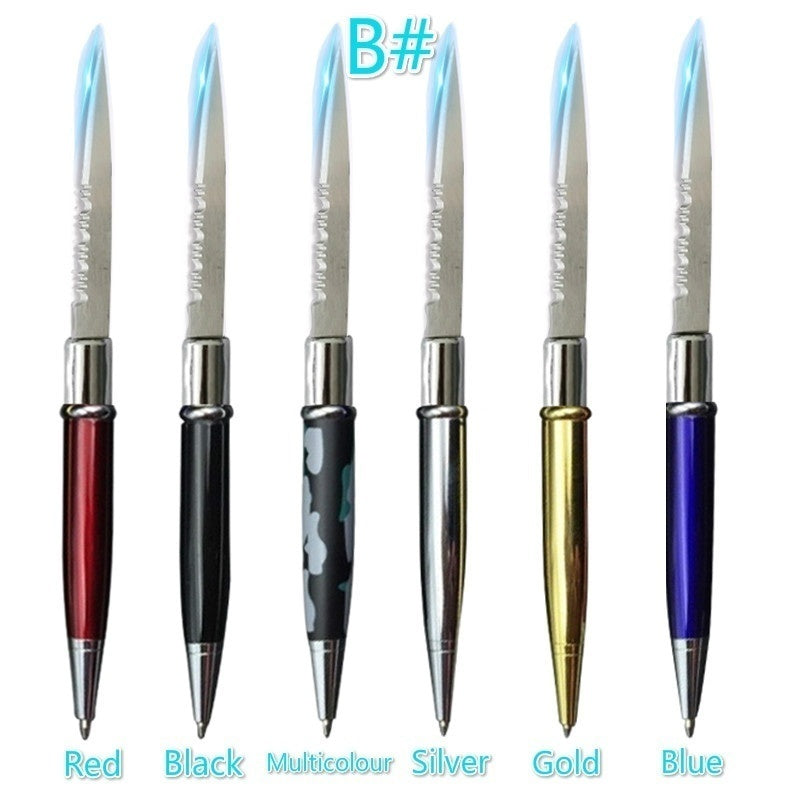 12 Colors Ballpoint Pen Multi-function Letter Opener Metal Pen Self-defense Metal Knife Pen Gift