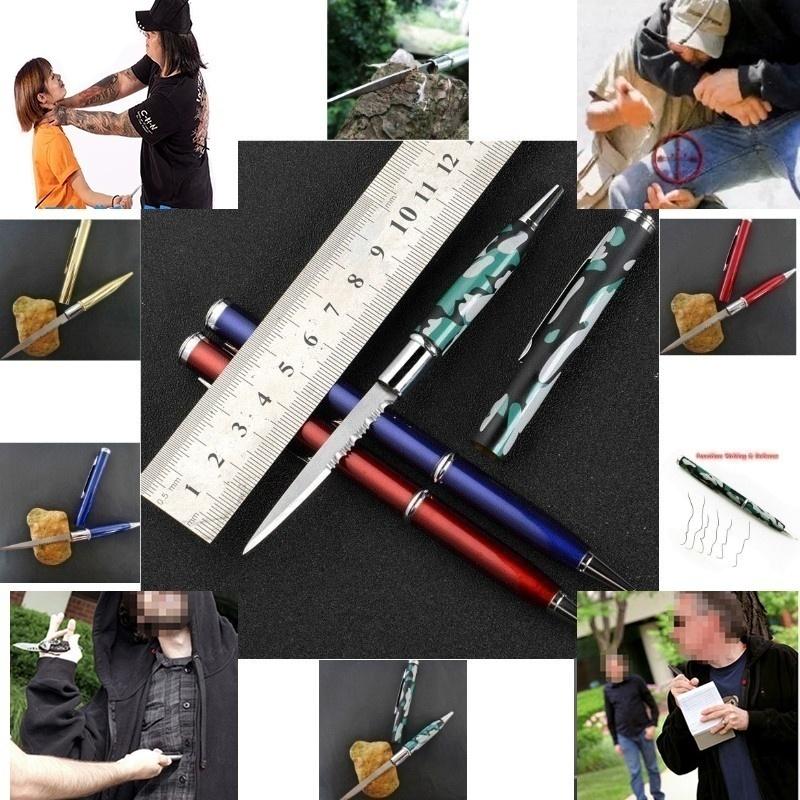 【Free gift】12 Colors Ballpoint Pen Multi-function  - Letter Opener Metal  - Pen Self- - defense Metal  - Knife  - Pen  - Gift