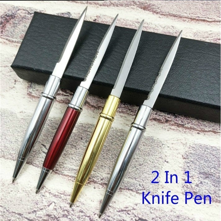 12 Colors Ballpoint Pen Multi-function Letter Opener Metal Pen Self-defense Metal Knife Pen Gift