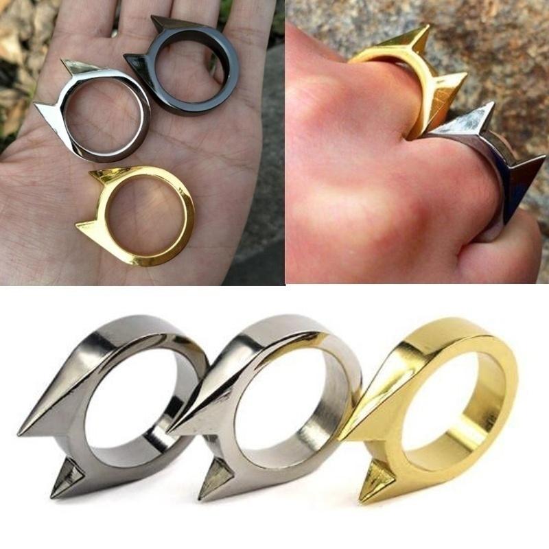 【Free gift】2/3/4PCS Hot Mini Anti Wolf Self-protection Window Breakere Survival EDC Stainless Steel Cat - Ear Ring Mini  - Tool Self-defense