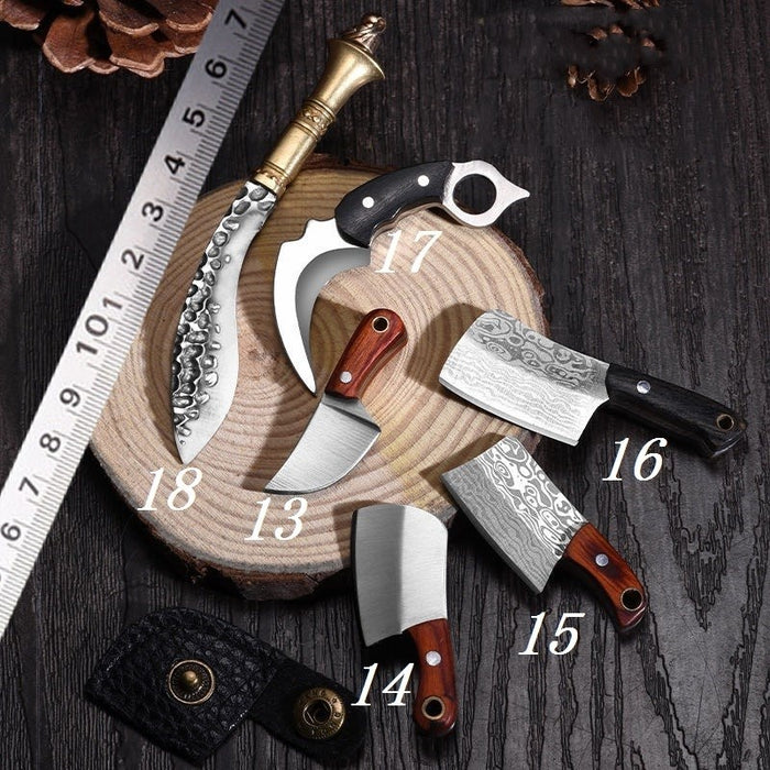18 Kinds of Mini Pocket Folding Brass Knife Small Keyring Knife Keychain Pendant Outdoor Camping Gifts