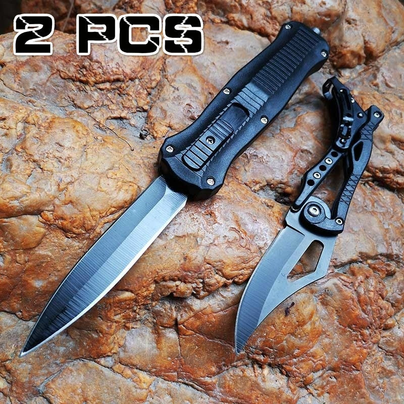 2025 2Pcs Folding Knife Hunting Knife Tactical Knife Assisted Knife Automatic Knife| POPOTR™