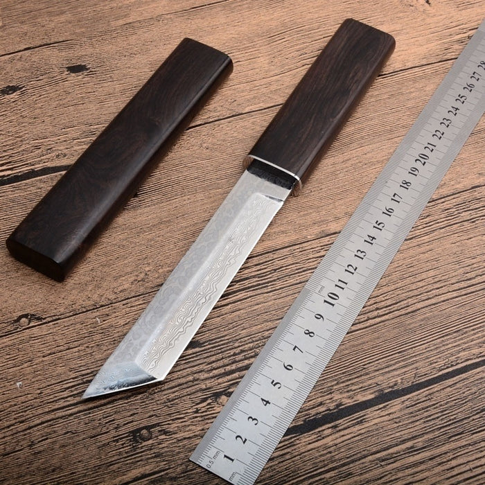 New Black Cyclone Samurai Damascus Blade Tactical Fixed Blade Knife Senior Ebony Collection Knife with Sheath