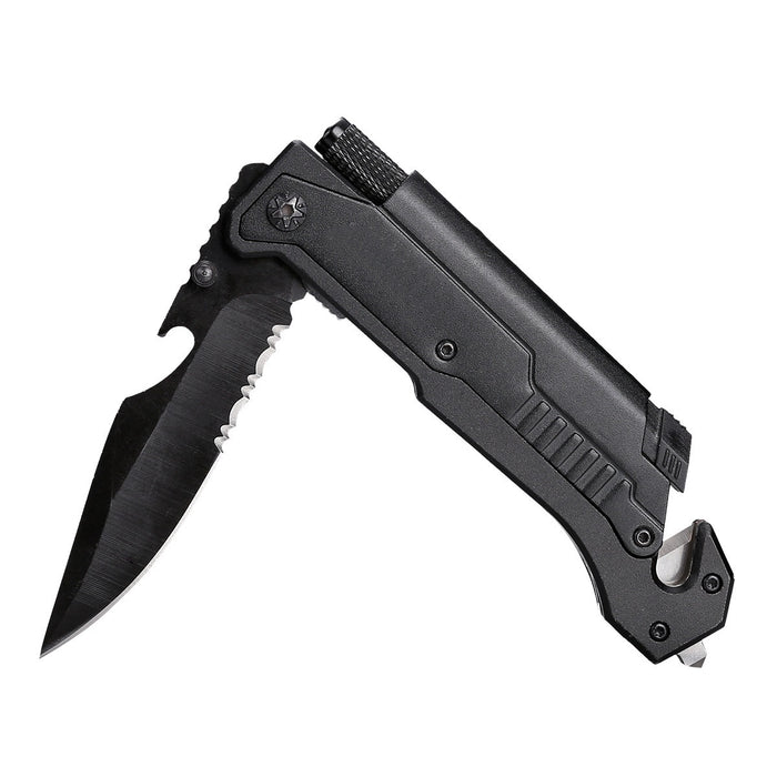 Knife with Flint Flashlight Outdoor Surival Camping Knife   7 in 1 Multi-function Folding Tools