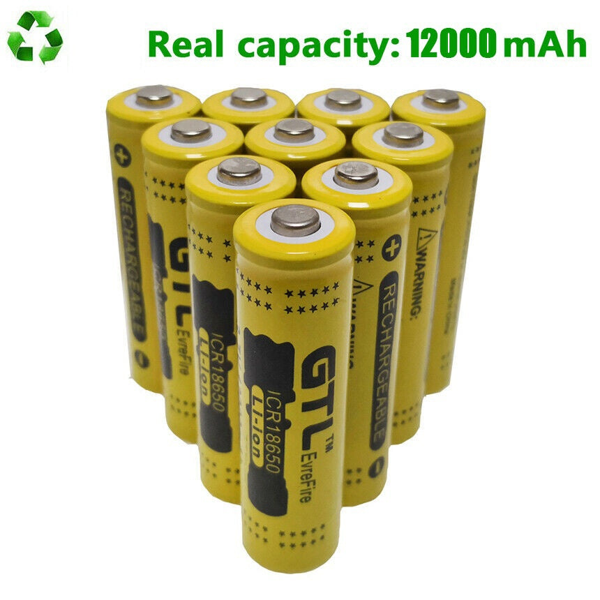 18650  Battery GTL 12000mAh Li-ion Rechargeable batteries For LED Flashlight