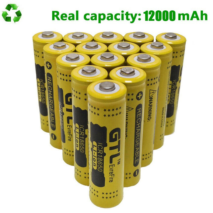 18650  Battery GTL 12000mAh Li-ion Rechargeable batteries For LED Flashlight