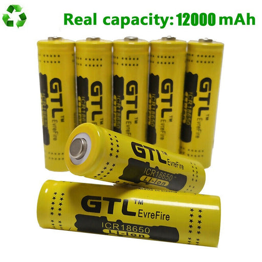 18650  Battery GTL 12000mAh Li-ion Rechargeable batteries For LED Flashlight