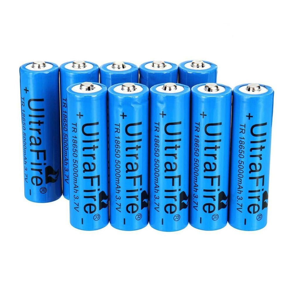 3.7V Li-ion Rechargeable Batteries Button New  Top Cell For Flashlight  UltraFire 5000mAh 18650 Battery