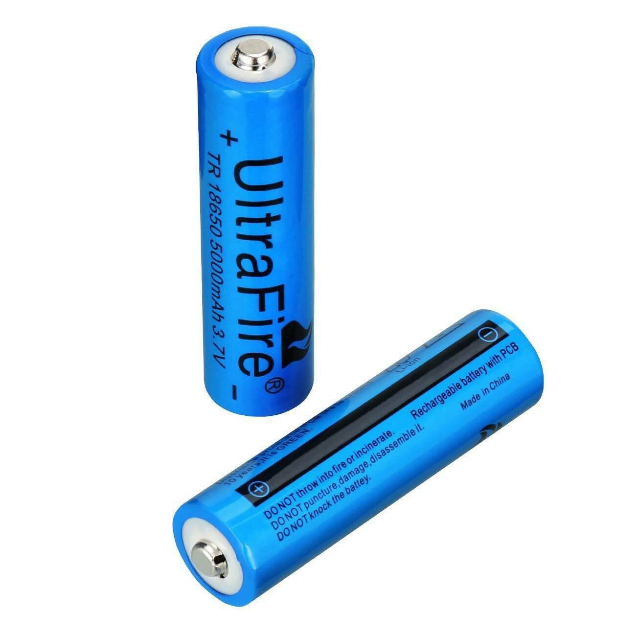 3.7V Li-ion Rechargeable Batteries Button New  Top Cell For Flashlight  UltraFire 5000mAh 18650 Battery