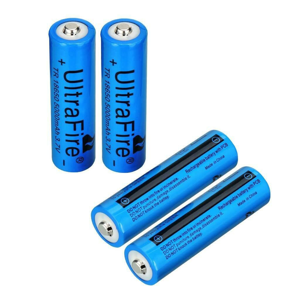 3.7V Li-ion Rechargeable Batteries Button New  Top Cell For Flashlight  UltraFire 5000mAh 18650 Battery