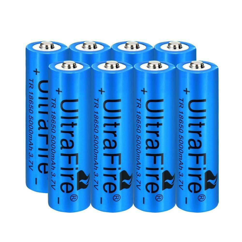 3.7V Li-ion Rechargeable Batteries Button New  Top Cell For Flashlight  UltraFire 5000mAh 18650 Battery