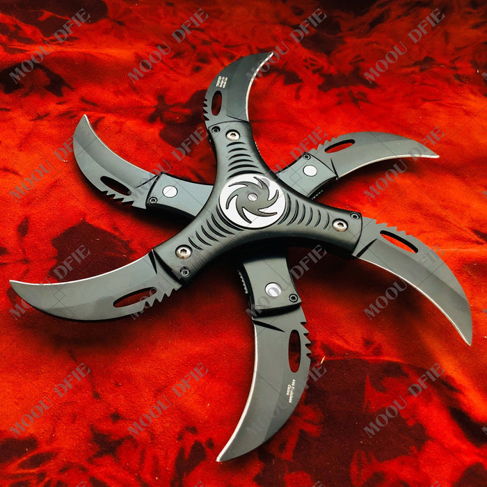 Hunting Knives Fighting Knives   Wild Military Survival Knife    OUTDOOR EDC DetachableDOUBLE LAYER Six-blade Huge Kunai TACTICAL 6 KNIFES Ninja Combat  Naruto Throwing Knife