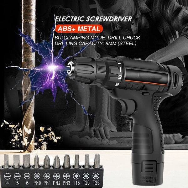 Drilling Mounting Screws Home DIY Power Tools Speed Cordless Electric Drill Rechargeable  Handheld Lithium Battery Double   Screwdriver