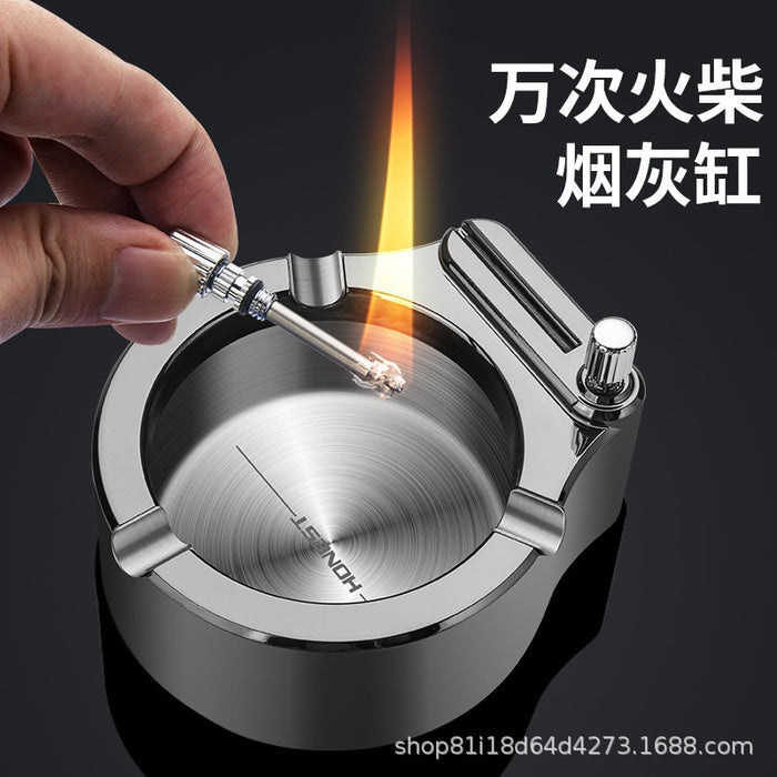 Baicheng Sanyang Ashtray Personality Creative Metal Gift Desktop Living Room Decoration Million Match Ashtray Wholesale  (No gas)