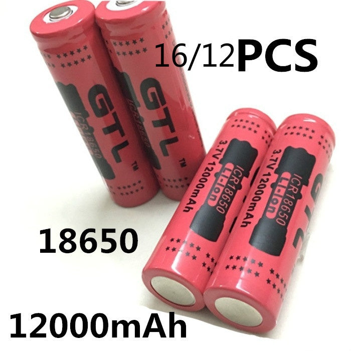 New 16/12/8/4pcs/GTL 18650 Battery rechargeable lithium battery 12000mAh 3.7V Li-ion battery for flashlight Torch 18650 Batteries