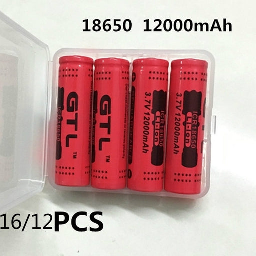 New 16/12/8/4pcs/GTL 18650 Battery rechargeable lithium battery 12000mAh 3.7V Li-ion battery for flashlight Torch 18650 Batteries