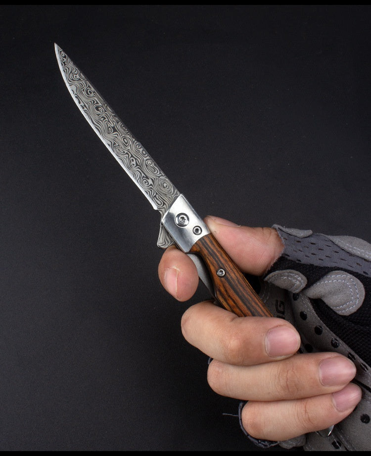 2025 Pocket Knife Hunting Knife Stainless Steel Knife Folding Knife Handle Wood| POPOTR™