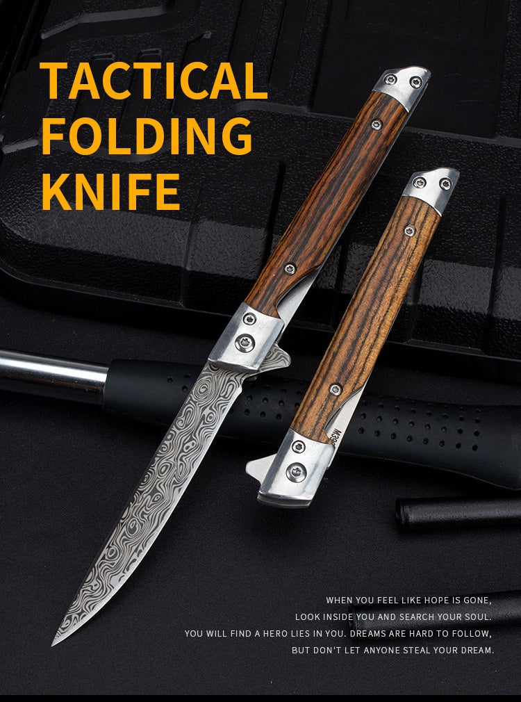 2025 Pocket Knife Hunting Knife Stainless Steel Knife Folding Knife Handle Wood| POPOTR™