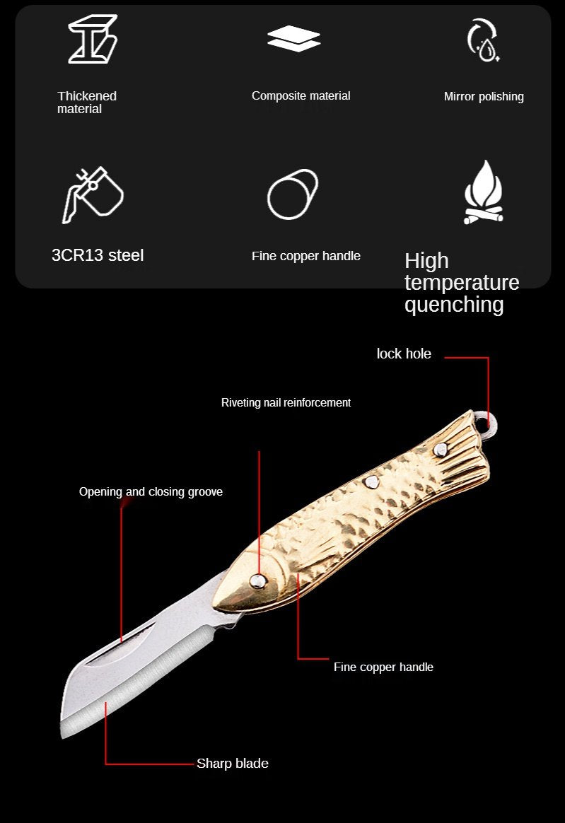 【Free gift】Knife  - Mini Folding  - Knife Legal Self-defense -  Knife Exquisite Brass  - Knife Keychain  - Demolition Express Unpacking Knife