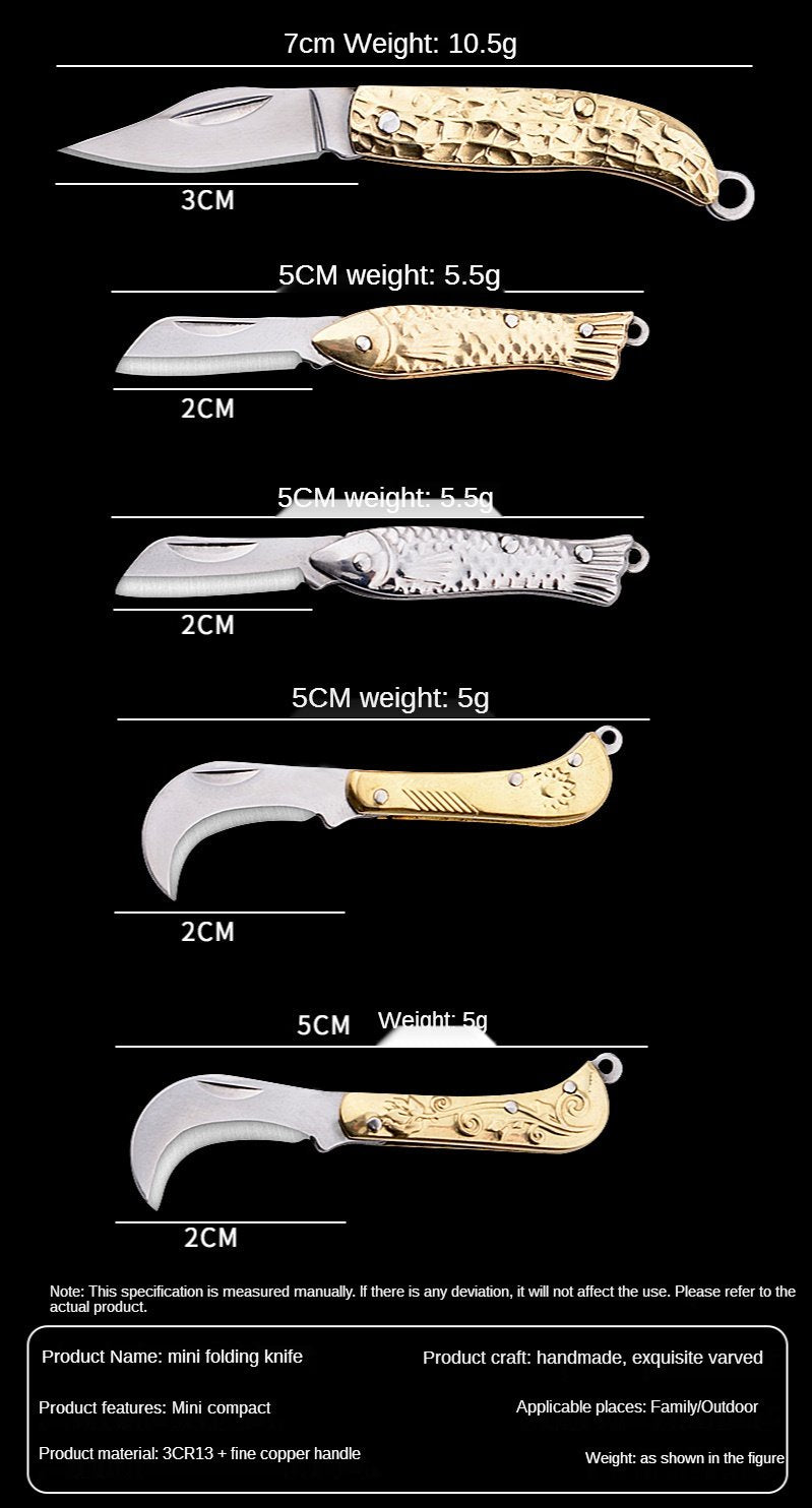 【Free gift】Knife  - Mini Folding  - Knife Legal Self-defense -  Knife Exquisite Brass  - Knife Keychain  - Demolition Express Unpacking Knife