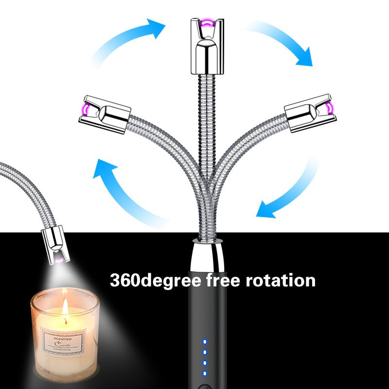 USB rechargeable metal elbow with LED lighting arc ignition gun windproof electronic igniter