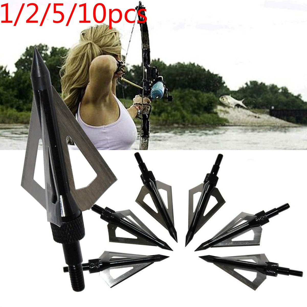 2025 10PCS Hunting Bow and Arrows Broadheads Shooting Fish| POPOTR™