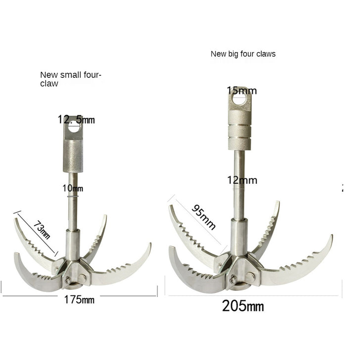 New Outdoor Survival Stainless Steel Flying Tiger Claw Hook Wild Rock Climbing Mountaineering Hook Climbing Claw Hook Salvage Anchor Hook Tool