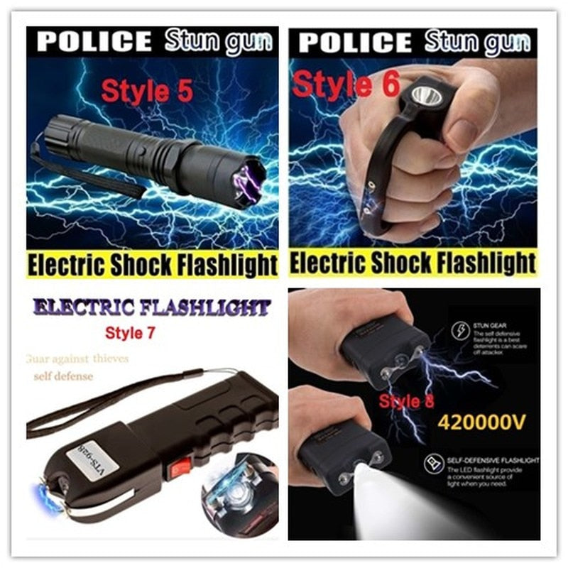 2025 20 Style High Voltage Stun Gun Tactical Flashlight Stun Gun for sale Volts Self-defense Weapons For Women Survival Camp | POPOTR™