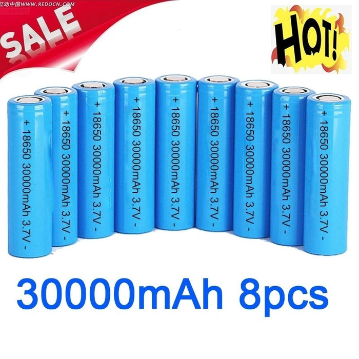 30000MAH Rechargeable Battery ICR18650 Lithium Batteries Li-ion Bateria for Flashlight Torch headlamp