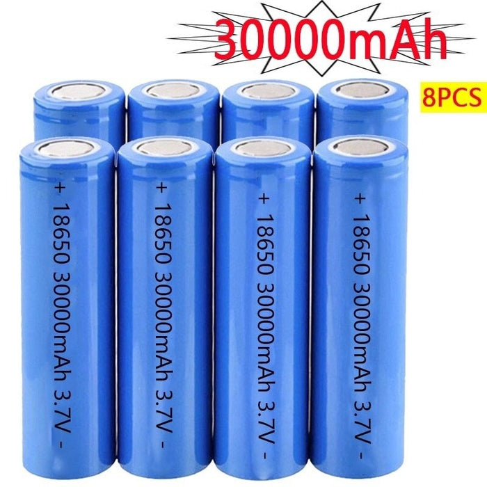 8/12/16/20pcs 18650 3.7V 30000mAh Rechargeable Battery Lithium Batteries Li-ion Bateria for LED Flashlight Torch Headlight