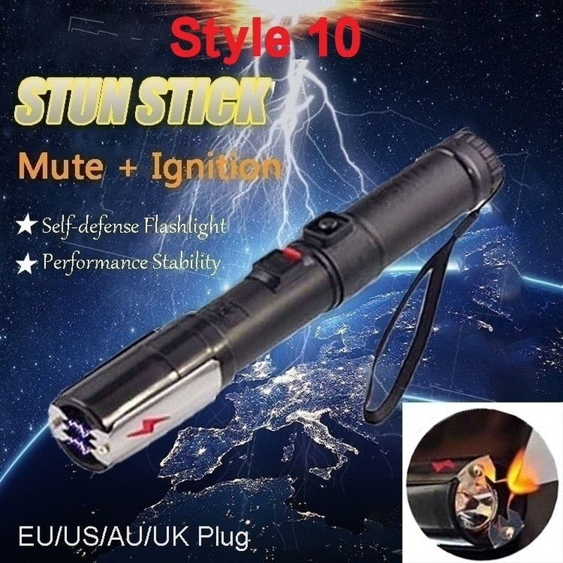 2025 20 Style High Voltage Stun Gun Tactical Flashlight Stun Gun for sale Volts Self-defense Weapons For Women Survival Camp | POPOTR™