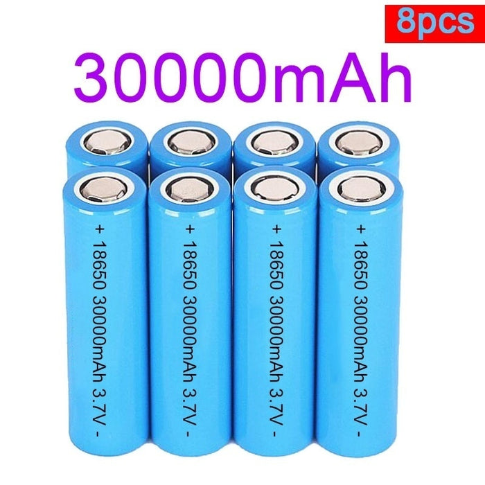 30000MAH Rechargeable Battery ICR18650 Lithium Batteries Li-ion Bateria for Flashlight Torch headlamp