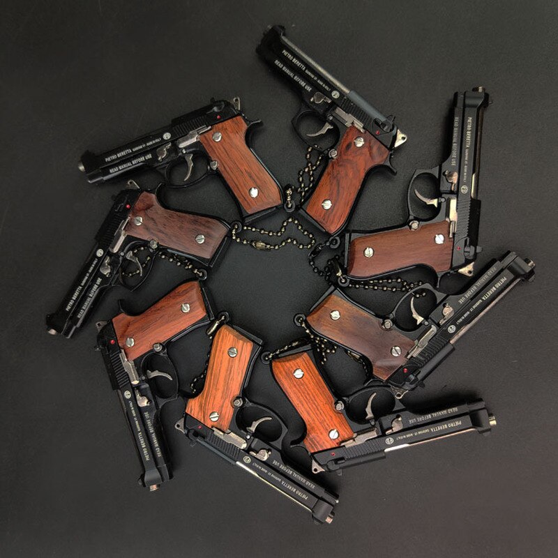 2025 BB Gun Pistol Keychain Mini Pistols Metal Miniatures	 Toy Guns Pistols Wooden Handle| POPOTR™